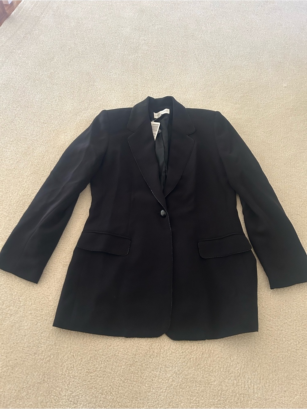 Casual Corner Black Single-Button Blazer Jacket with sequence. New